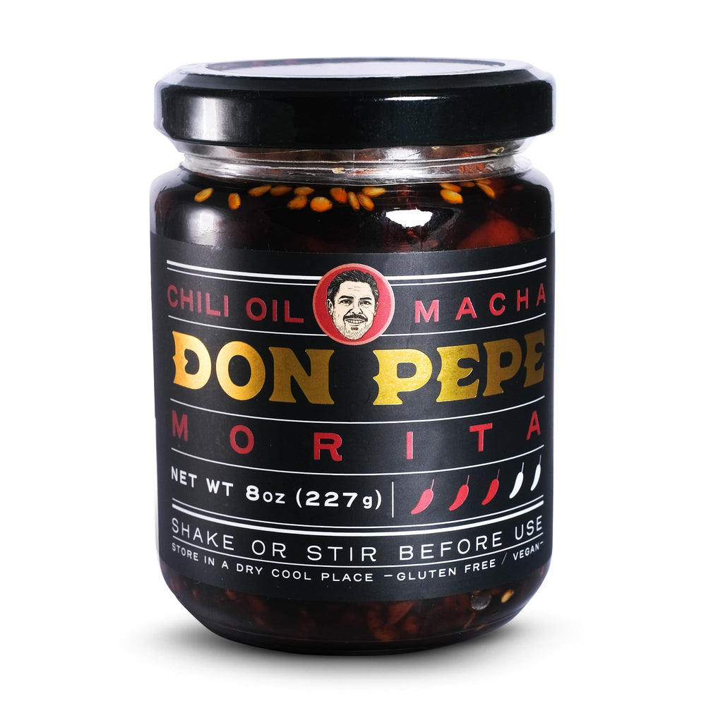 Don Pepe Salsa Macha Morita bottle showcases smoky, garlicky flavor for versatile cooking
