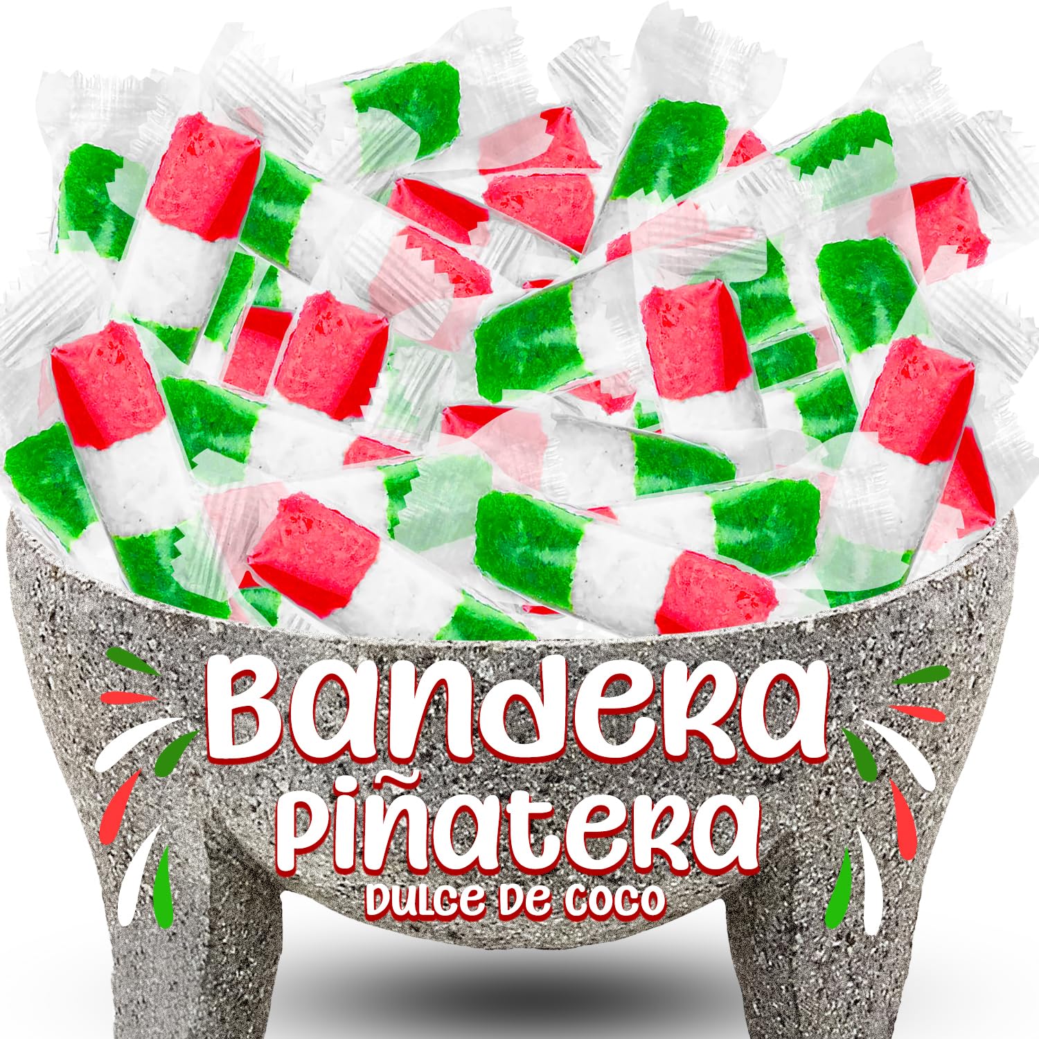 Vibrant banderas color accents brighten cake toppings and dessert bowls.