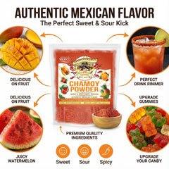 Don Turinos Chamoy Powder dusted mango slice for a tangy-sweet snack.