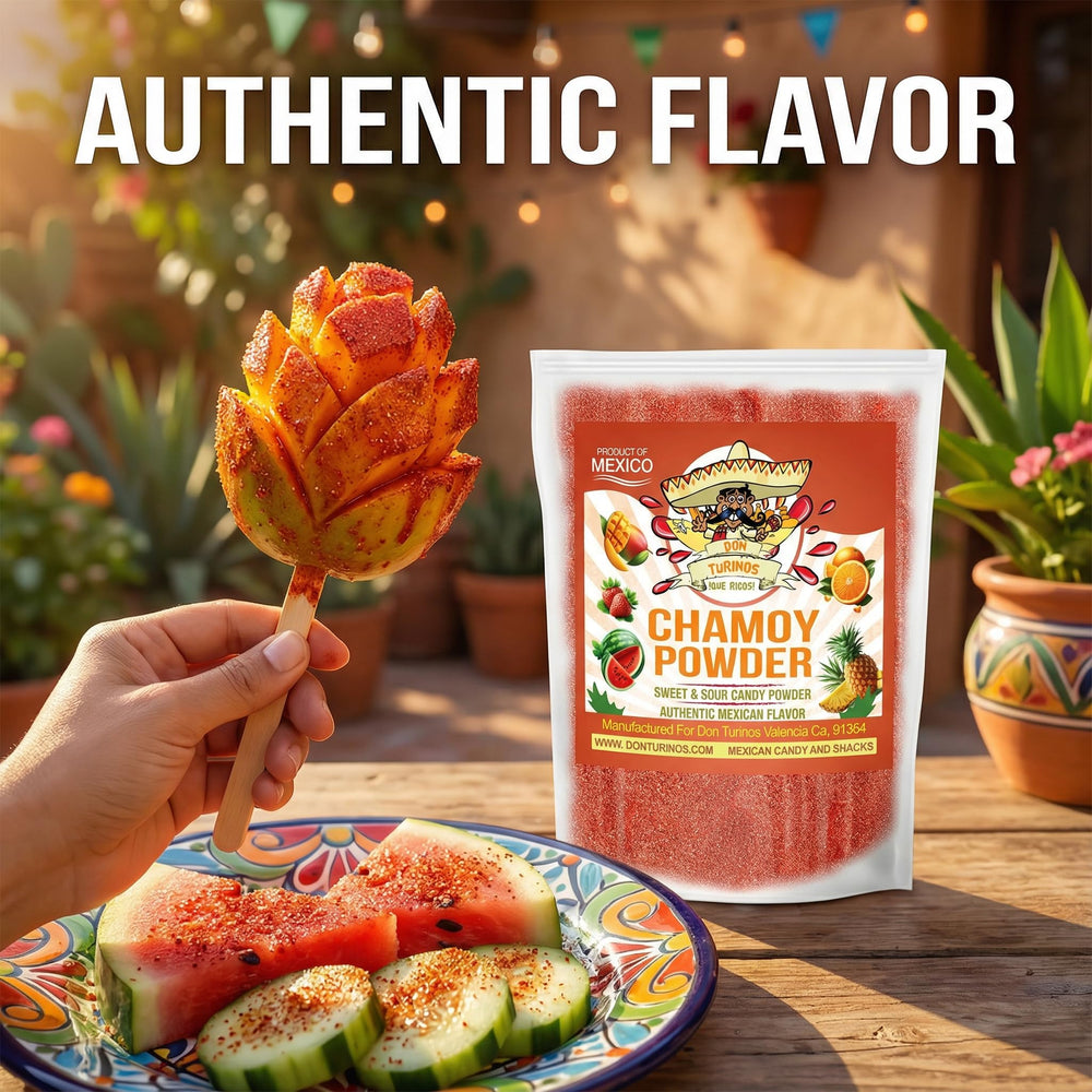 Don Turinos Chamoy Powder dusts popcorn for a tangy-sweet twist.