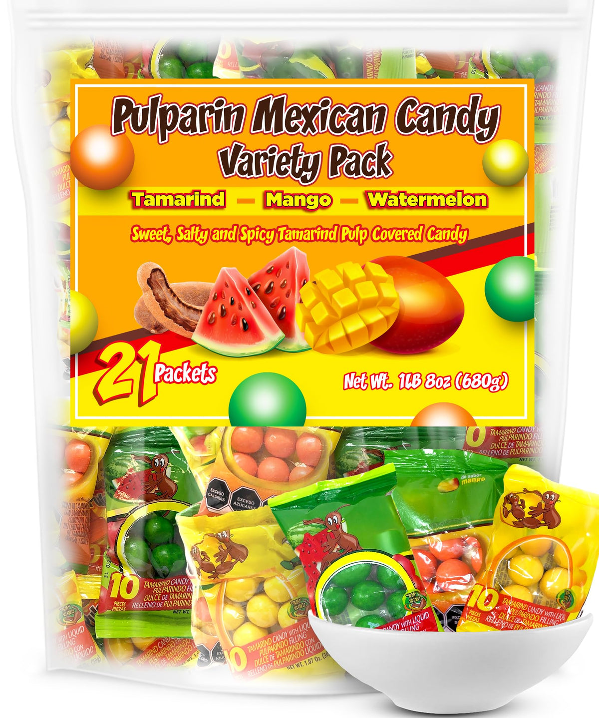 Don Turinos Tamarindo Dots pack: colorful selection ideal for sharing and snacking.