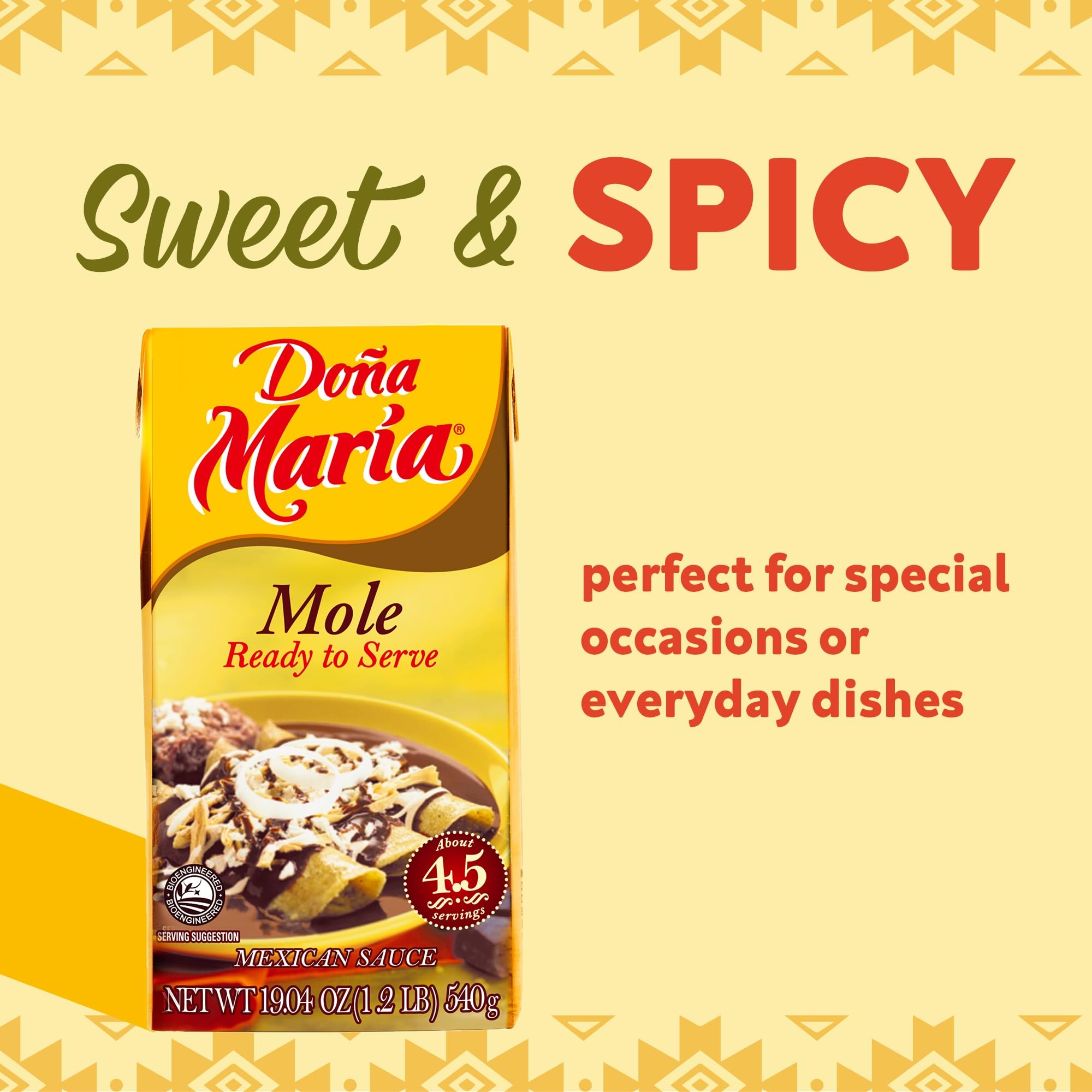 Warm corn tortillas paired with Doña María mole for dipping