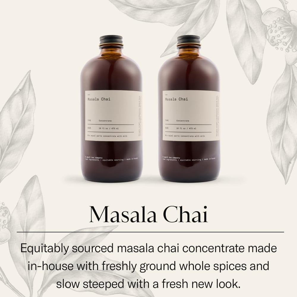 DONA Original Masala Chai concentrate bottle back label reveals ingredients and brewing notes
