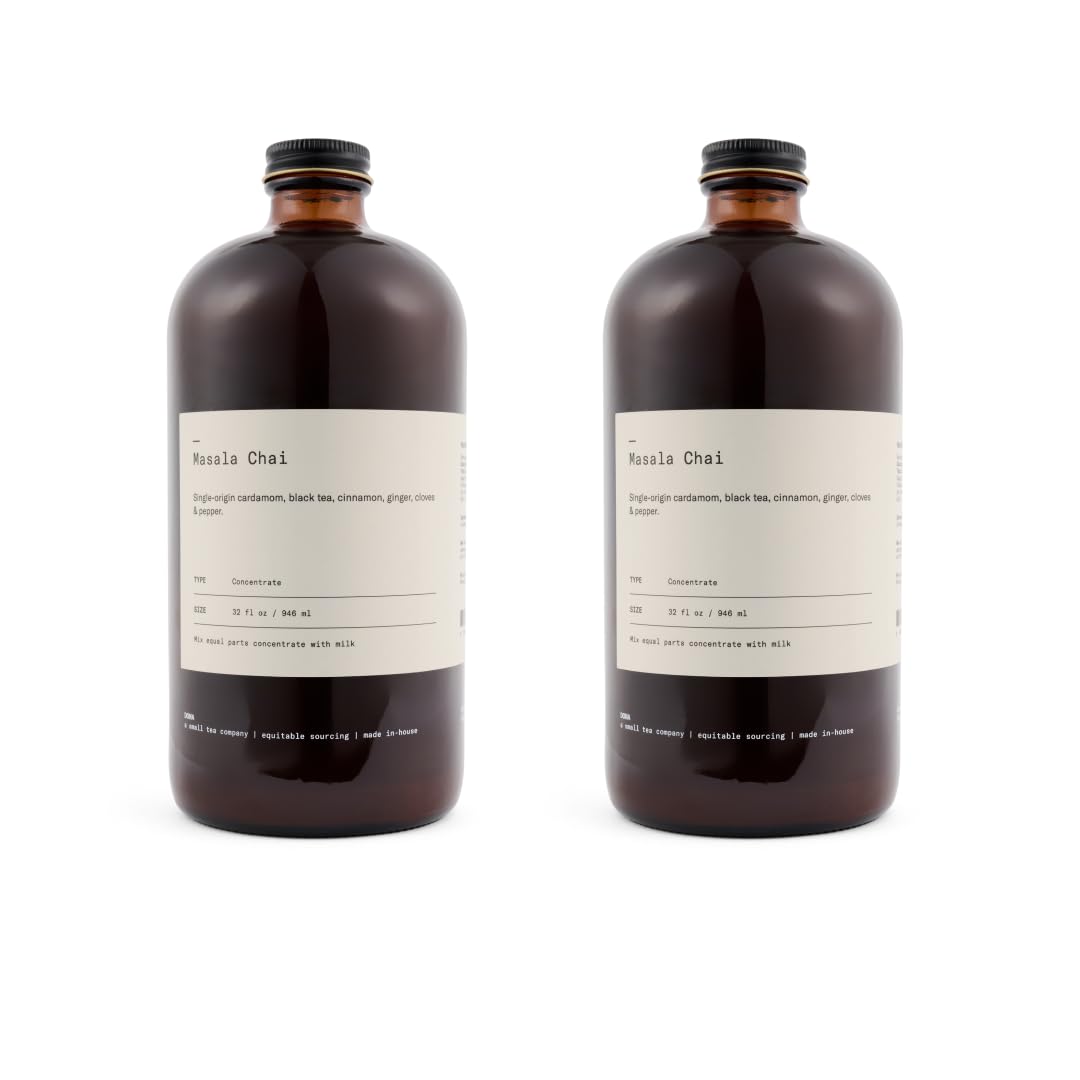 DONA Original Masala chai concentrate bottle shows bold spices for cafe-style brews.