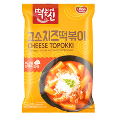 DONG WON Topokki chewy rice cake closeup emphasizes satisfying bite.