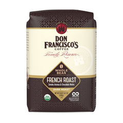 Don Francisco's Organic French Roast 18 oz bag with nitrogen-flushed packaging preserves freshness