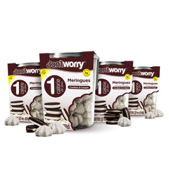 Don't Worry Meringue Cookies Cookies & Cream pack close-up, a light, low-cal indulgence.