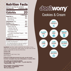 Don't Worry Meringue Cookies Double Chocolate pack close-up, crisp exterior and soft interior.