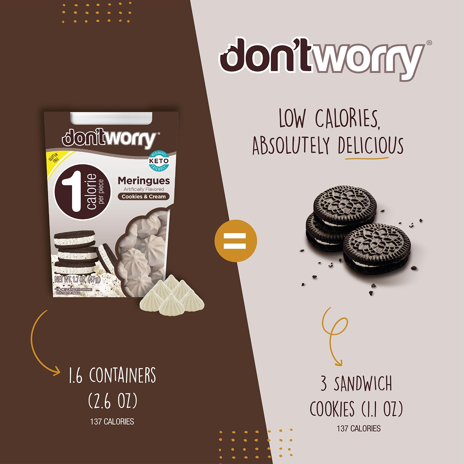Close-up of Don't Worry meringue cookie texture, delicate and airy.