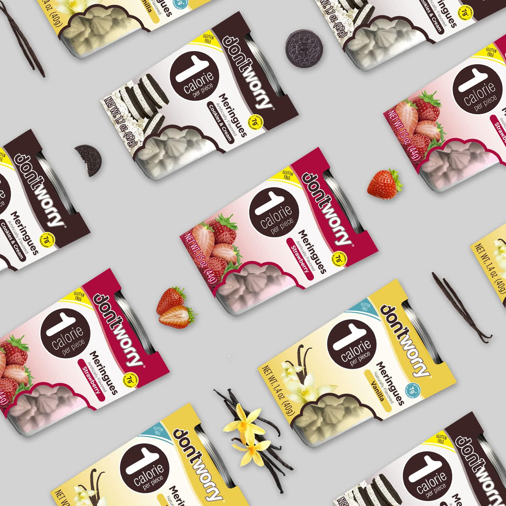 Don't Worry Meringue Cookies with protein content, a compact snack option for busy days.