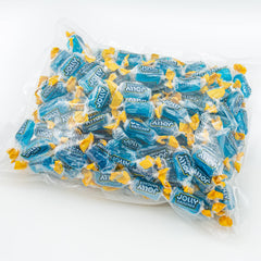Donty-Tonty Blue Raspberry candy close up showing glossy texture and color