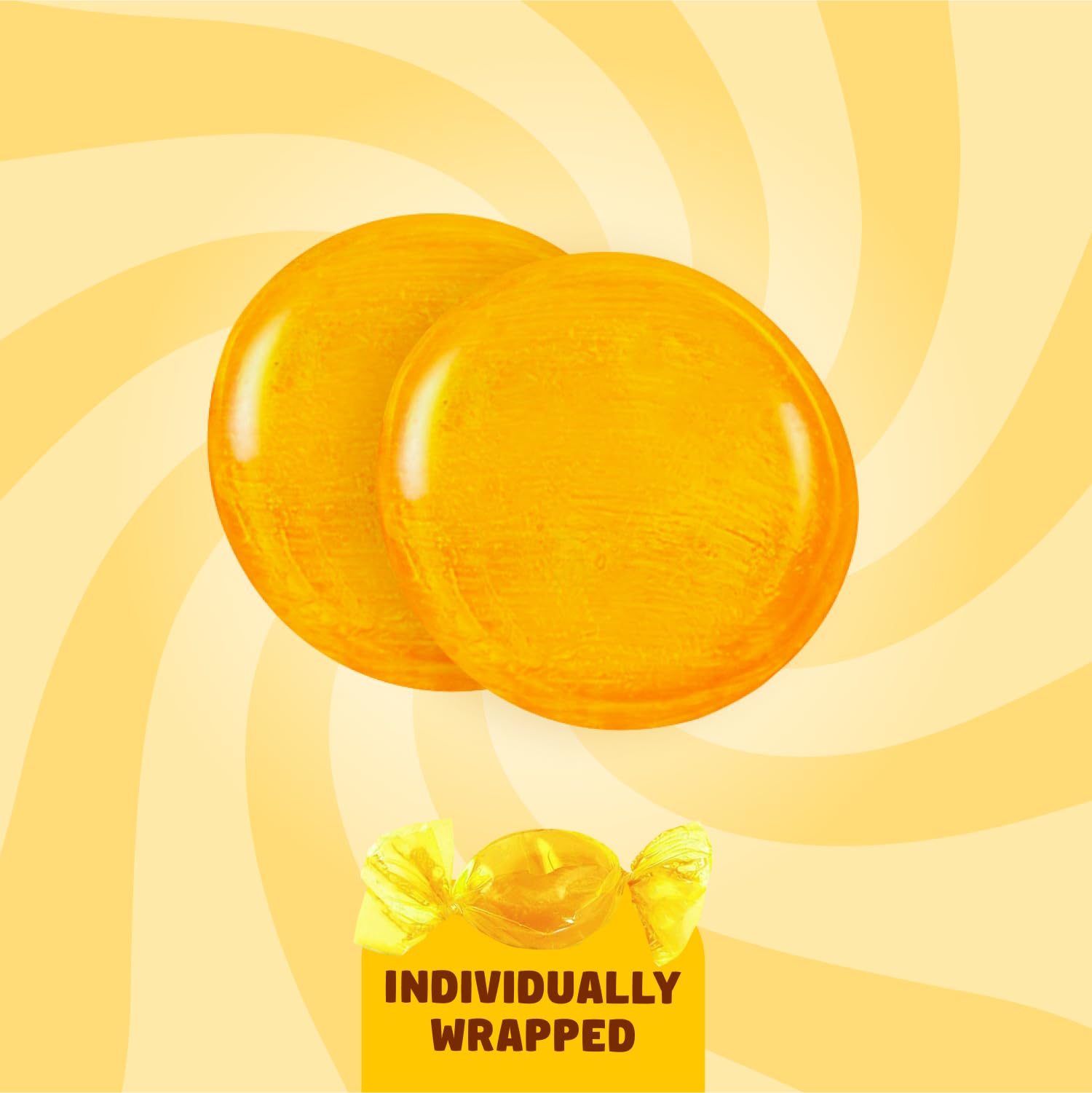 Donty-Tonty Butterscotch hard candy in clear resealable bag preserves freshness.