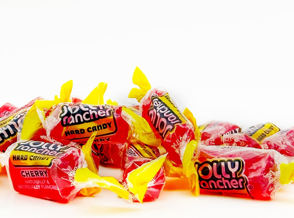 Donty-Tonty Cherry Hard Candy serving idea on platter shows party-friendly treat