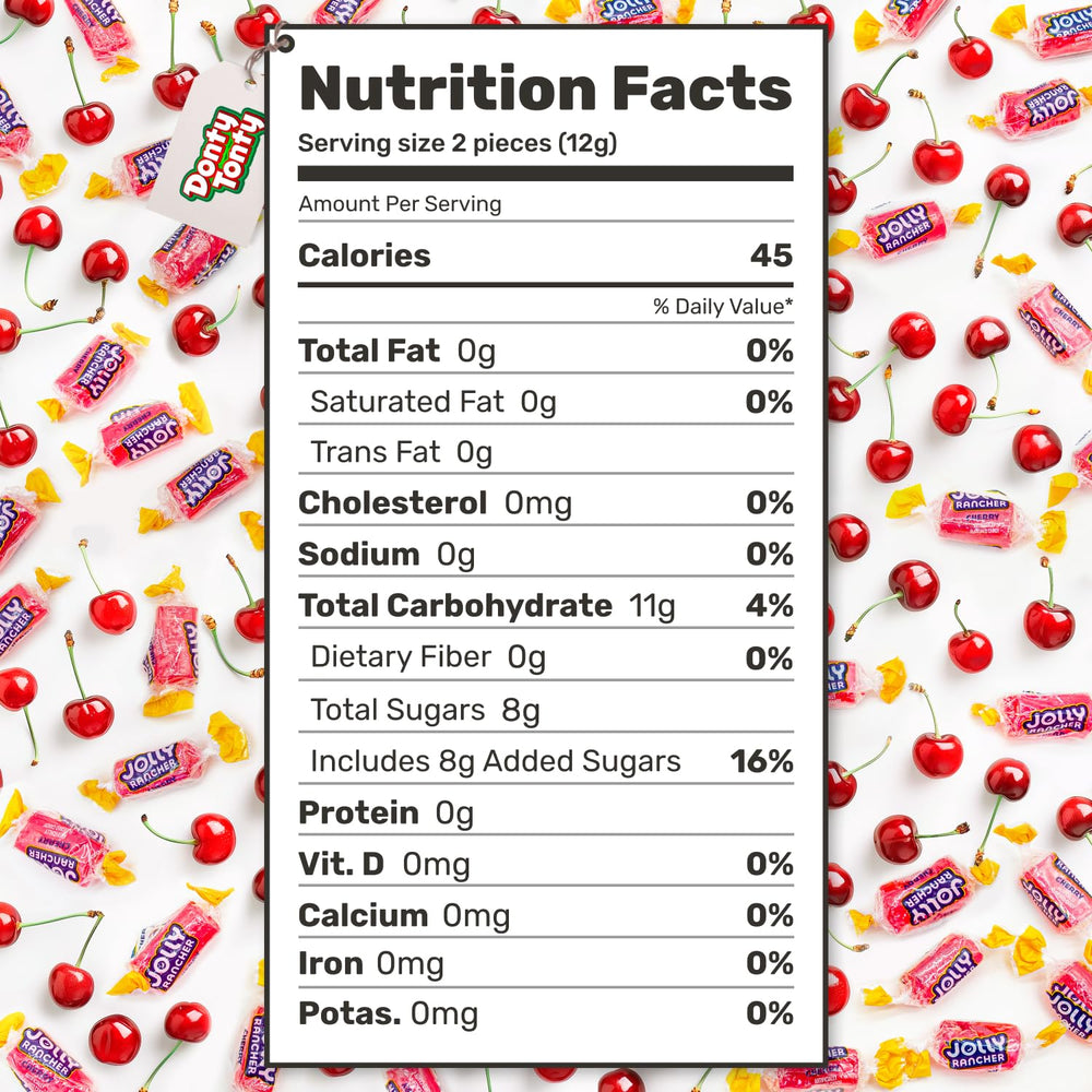 Donty-Tonty Cherry Hard Candy wrap close-up shows individually wrapped portions for on-the-go snacking