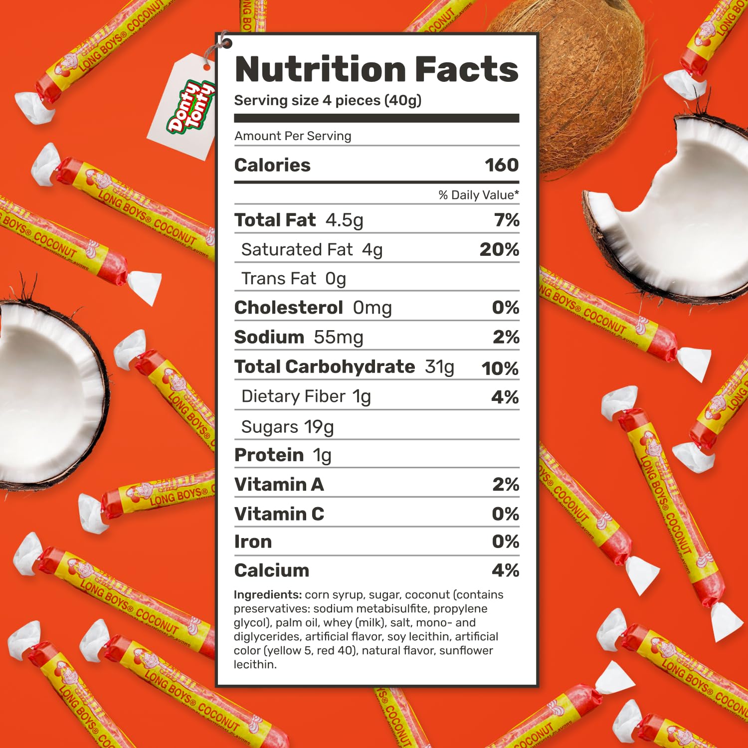 Donty-Tonty Coconut Candy resealable bag keeps treats fresh and portable.