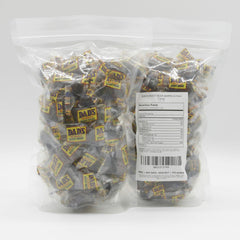 Donty-Tonty DAD'S ROOT BEER BARRELS closeup reveals old-fashioned soda flavor notes.