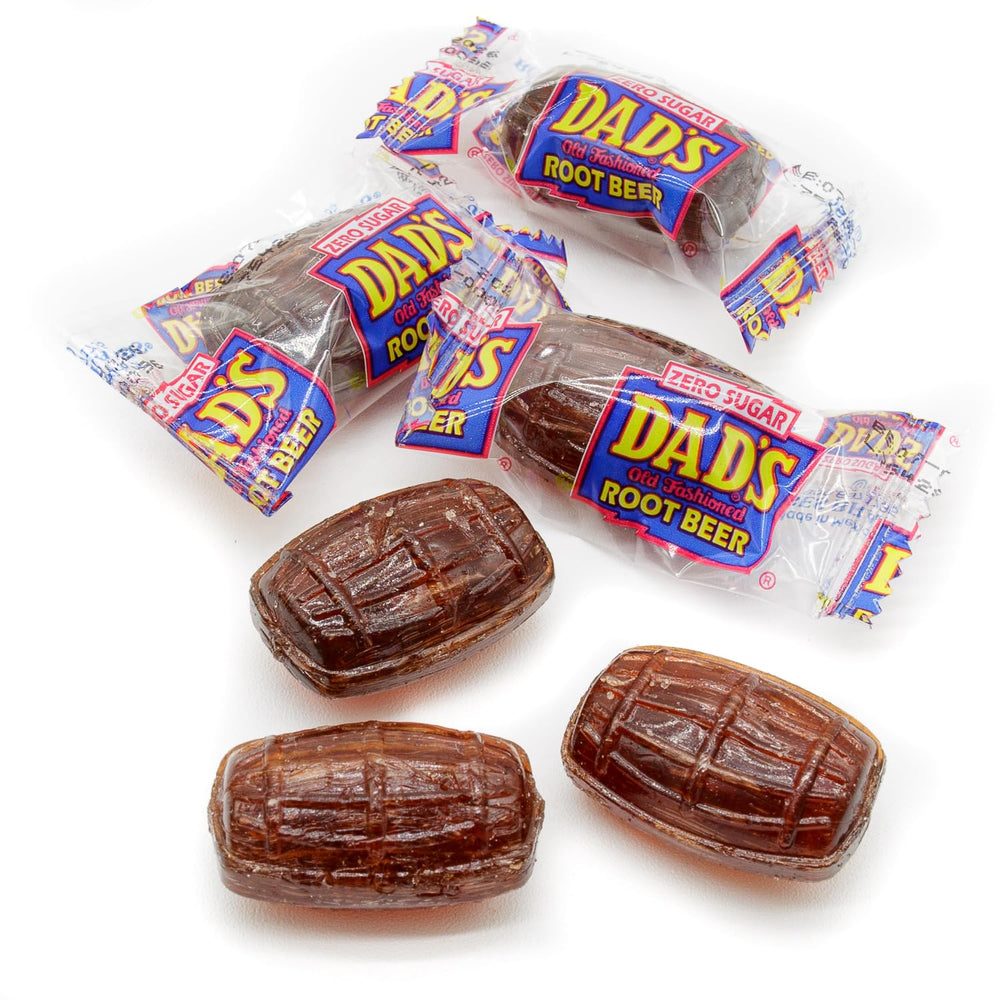 Road trip snack tray featuring sugar-free root beer barrels for travel.
