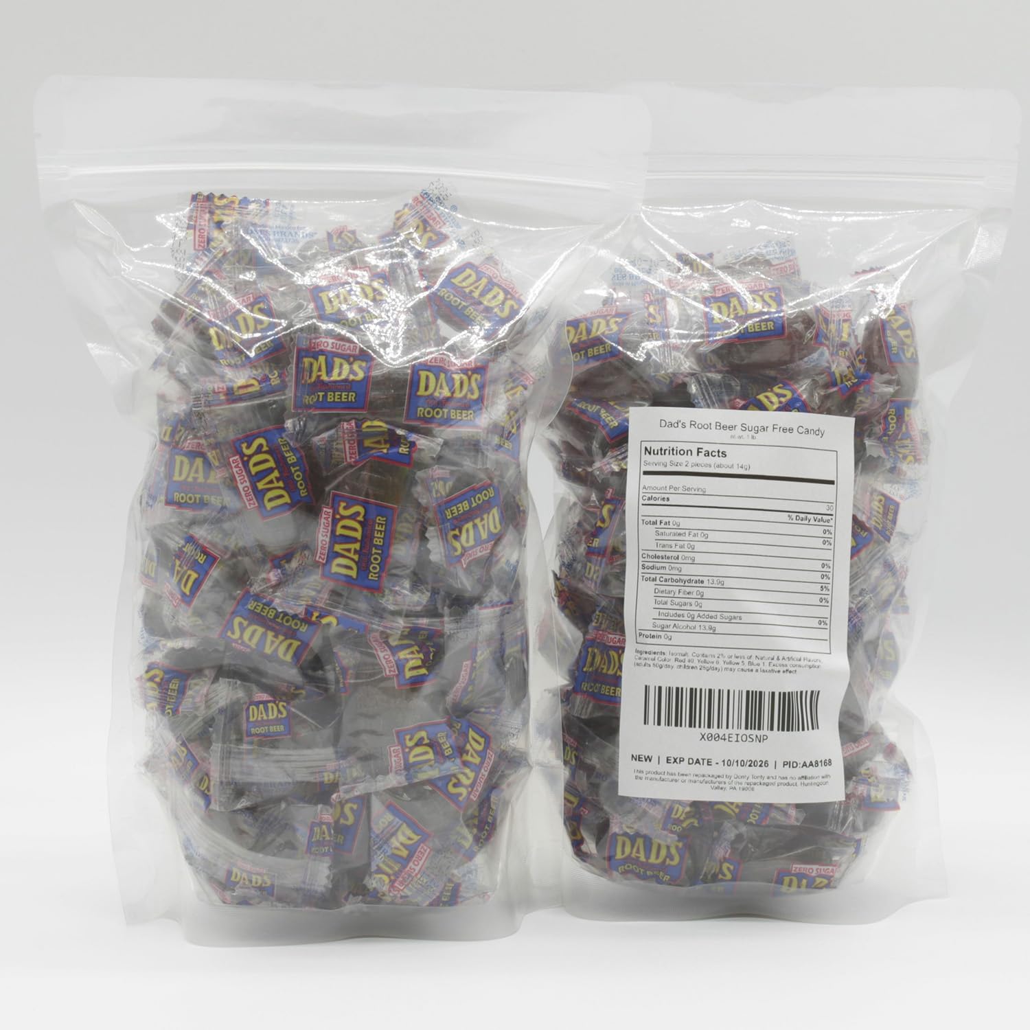 Donty-Tonty Dad's Root Beer Barrels sugar-free option labeled for lighter indulgence.