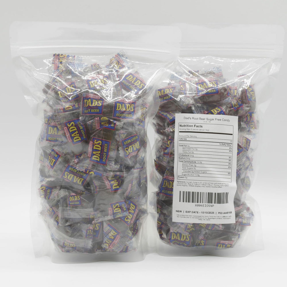 Donty-Tonty Dad's Root Beer Barrels sugar-free option labeled for lighter indulgence.