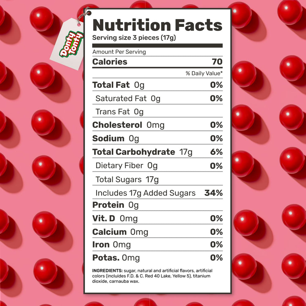 Donty-Tonty Fireball Candy 2lb bulk bag label highlights aroma and heat level.