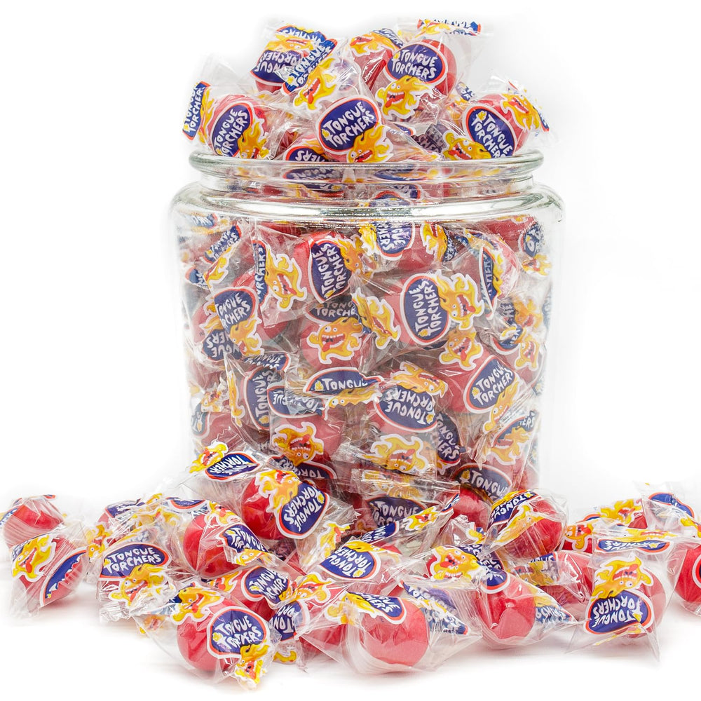 Donty-Tonty Fireball Candy 2lb texture detail highlights smooth glossy surface.