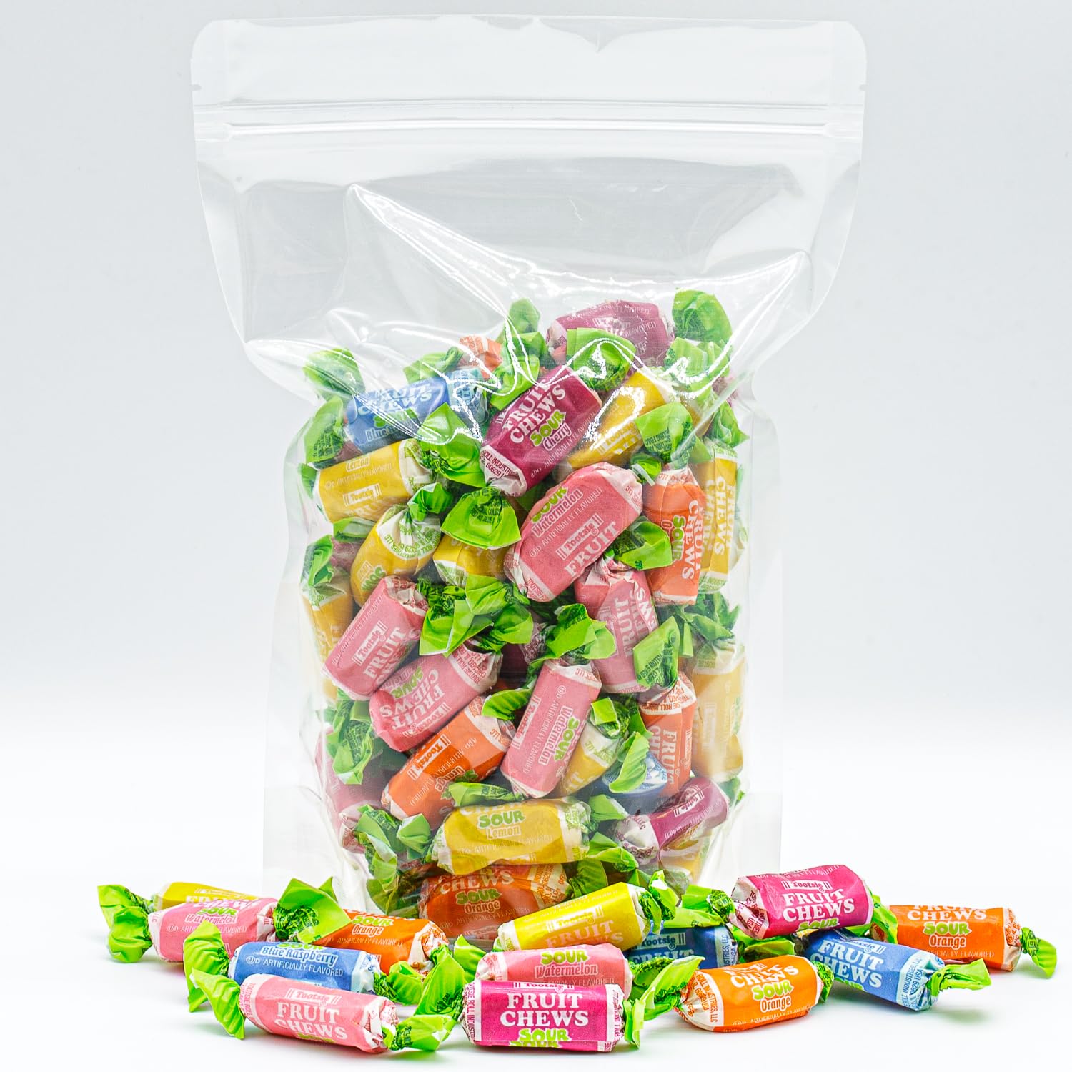 Donty-Tonty Fruit Chews clear packaging—visibility and freshness