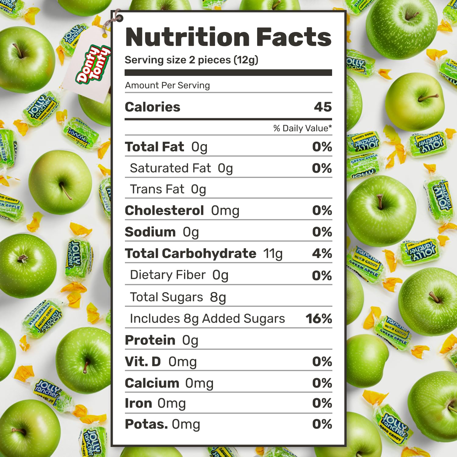 Donty-Tonty Green Apple individually wrapped candies ideal for on-the-go treats