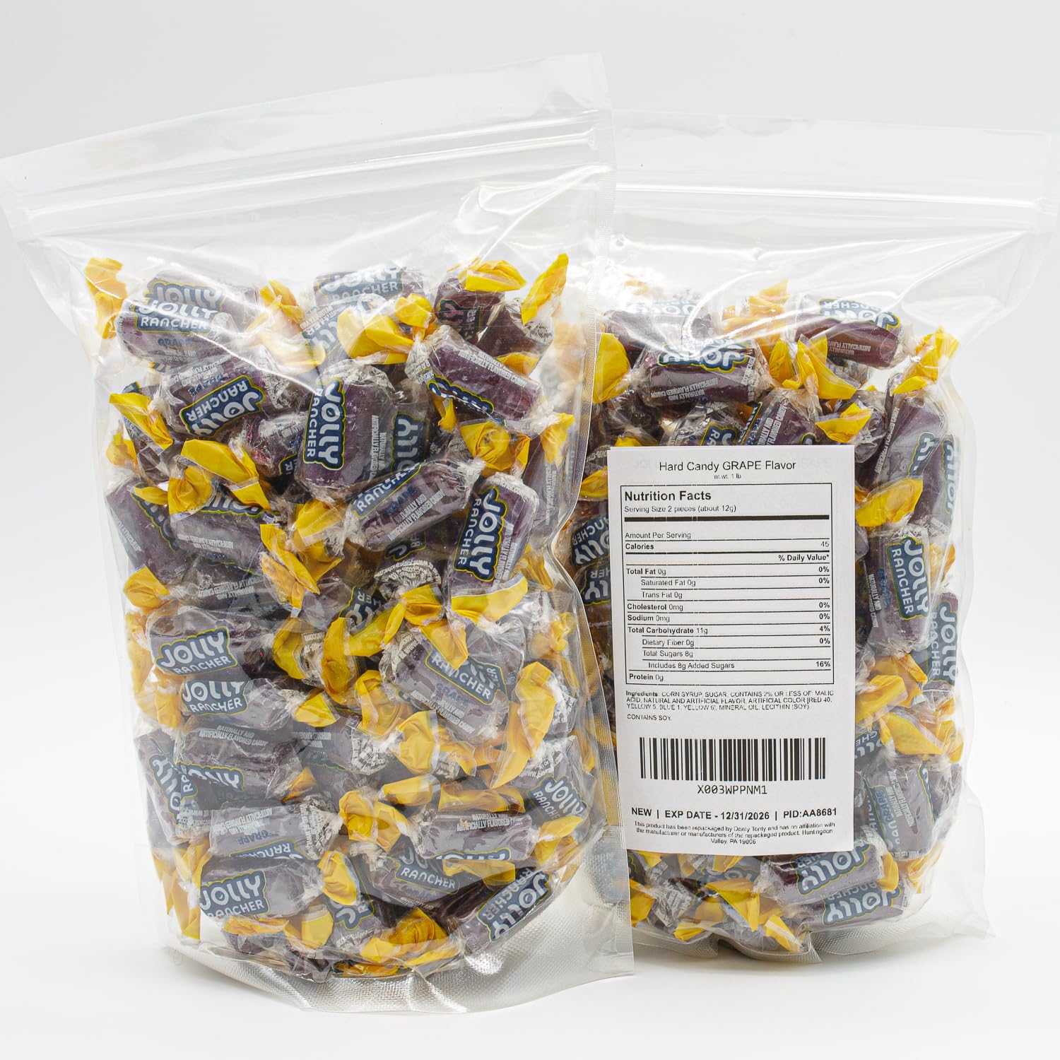 Donty-Tonty individually wrapped grape candies emphasize freshness and on-the-go convenience