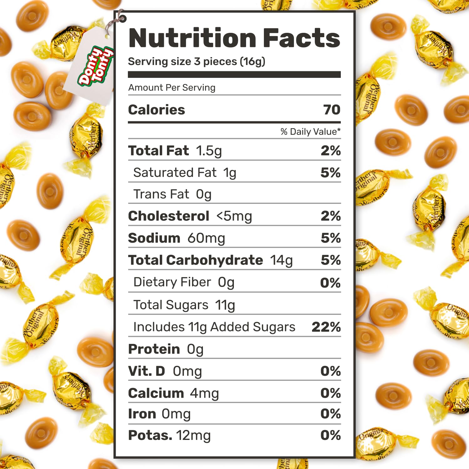 Donty-Tonty caramel candy individually wrapped for freshness on the go
