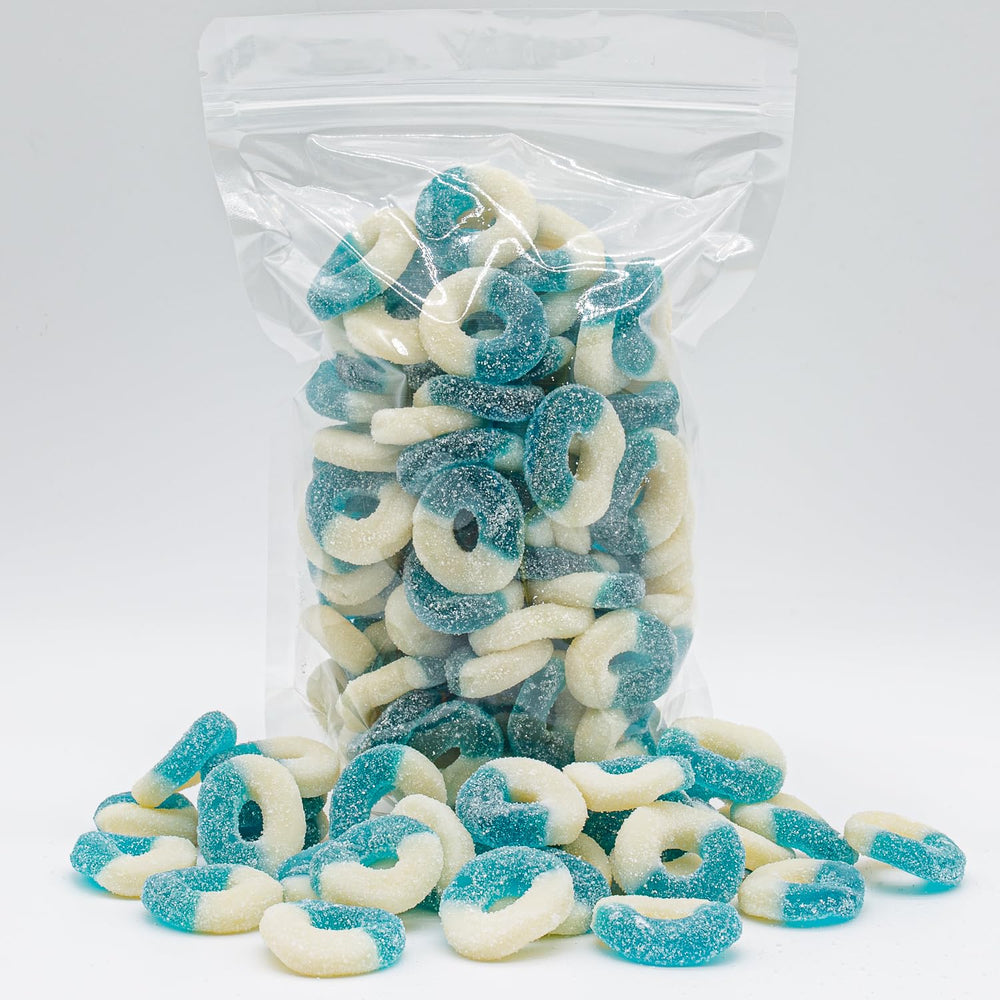 Donty-Tonty blue raspberry rings ideal for party candy bowls.