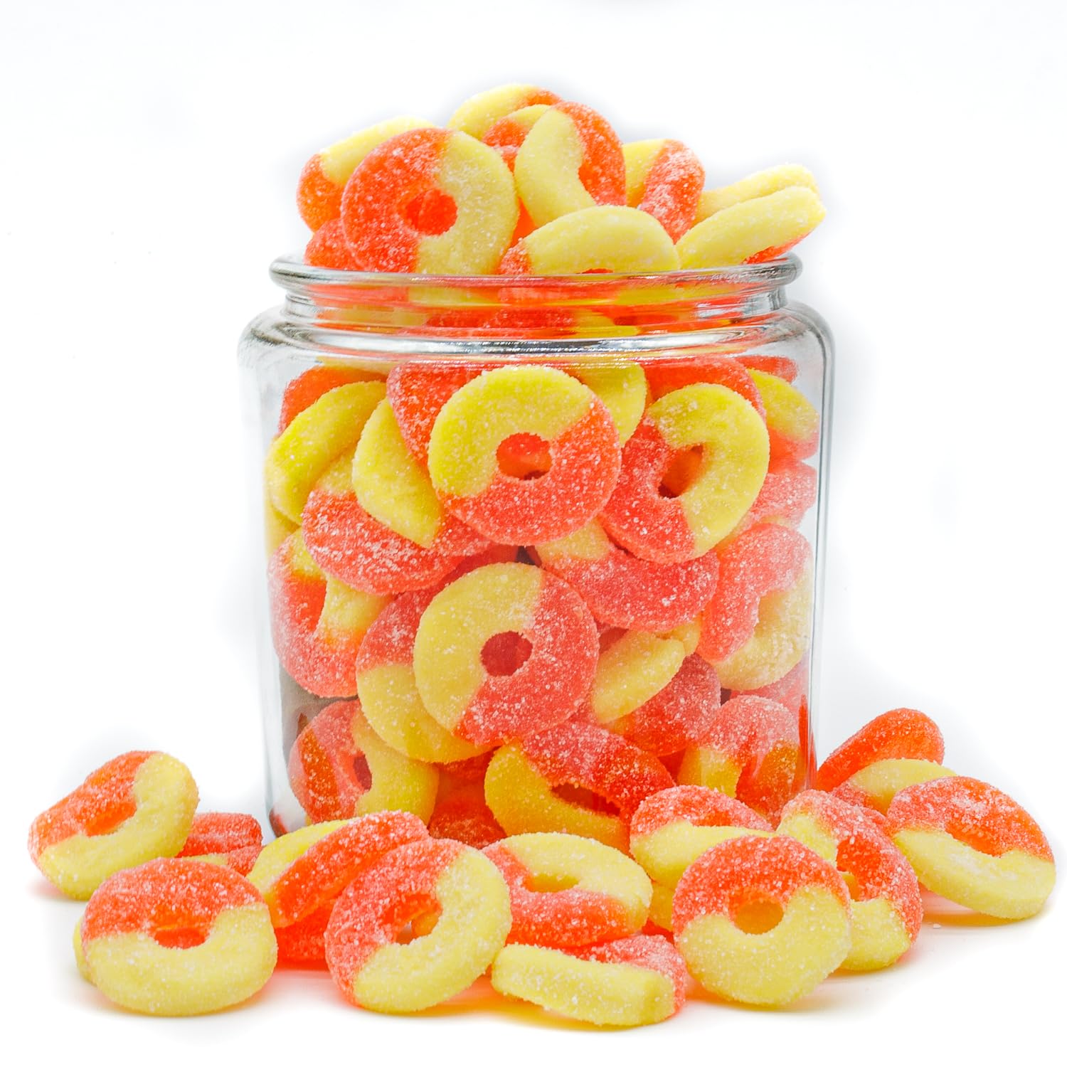 Donty-Tonty Peach Rings party-table display for gatherings and events.