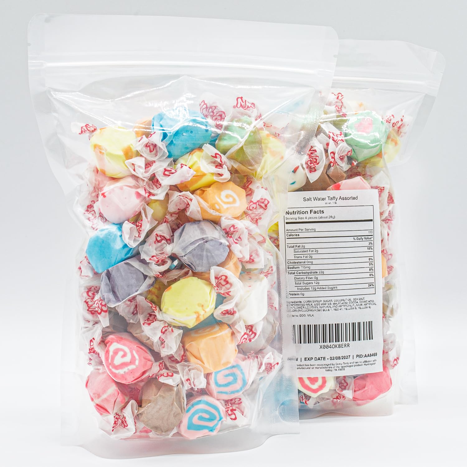 Donty-Tonty salt water taffy 12 flavors display for party platters.