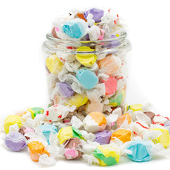 Donty-Tonty Salt Water Taffy bulk pack in resealable bag stays fresh.