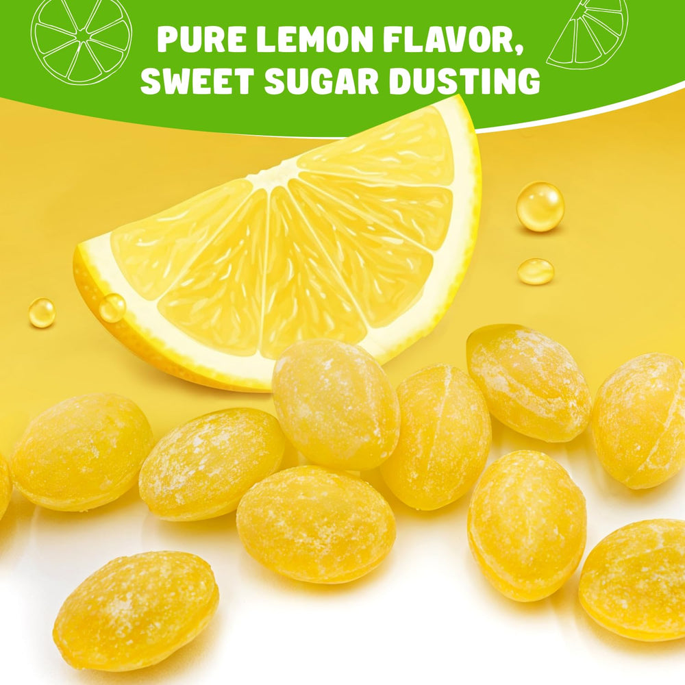 Donty-Tonty Sanded Lemon Drops amber hues look vibrant in a glossy candy display.