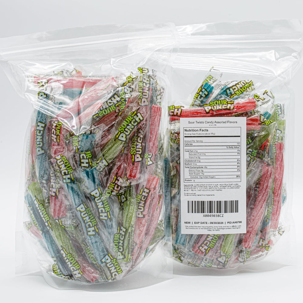 Donty-Tonty Sour Punch Twists clear packaging helps visibility and storage.