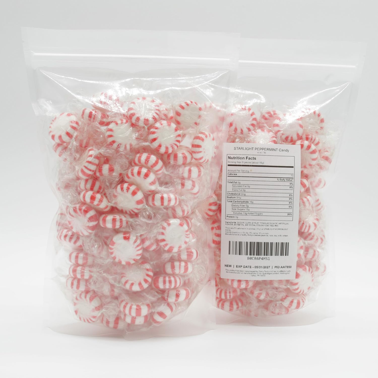 Donty-Tonty Starlight Peppermint in clear packaging keeps candies visible and protected.
