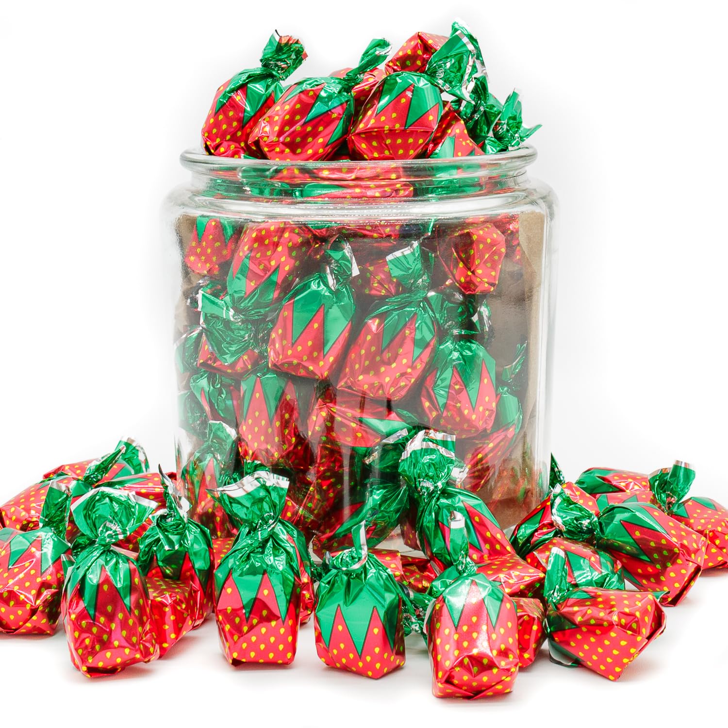 Donty-Tonty Strawberry Bon Bons bulk packaging, transparent bag showing candy visibility