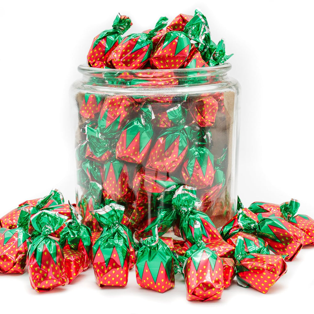 Donty-Tonty Strawberry Bon Bons bulk packaging, transparent bag showing candy visibility