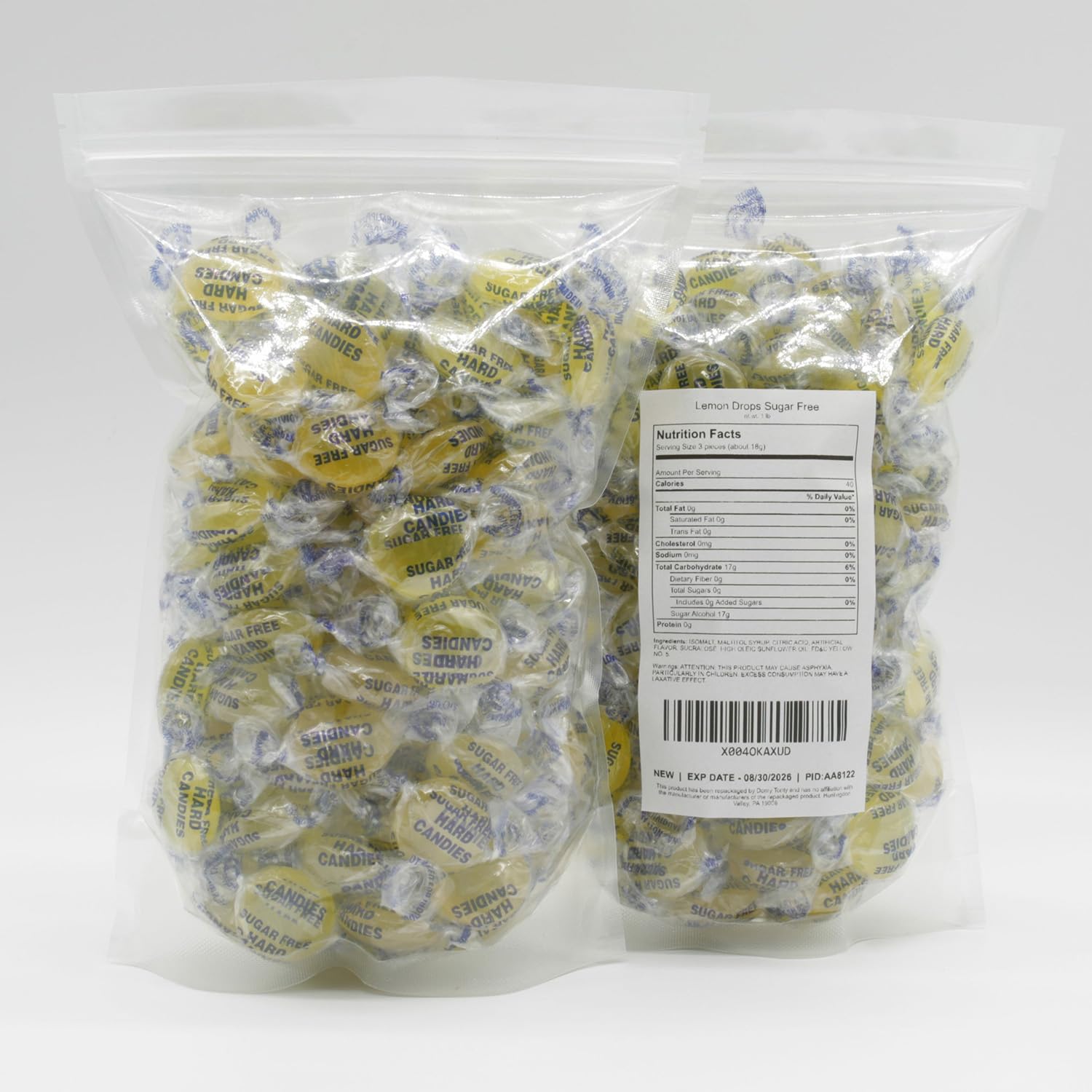 Donty-Tonty Lemon Drops close-up showing bright citrus flavor for sugar-free treats.