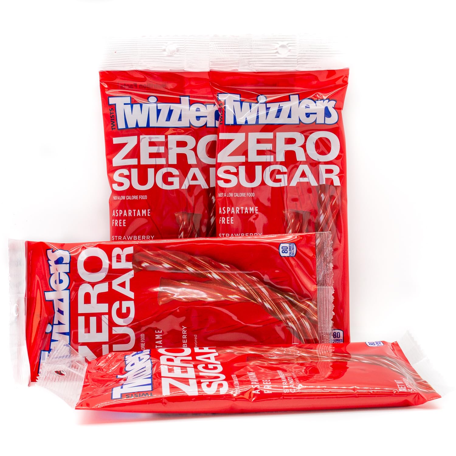 Donty-Tonty sugar-free red licorice with bright color, a fruity strawberry flavor.