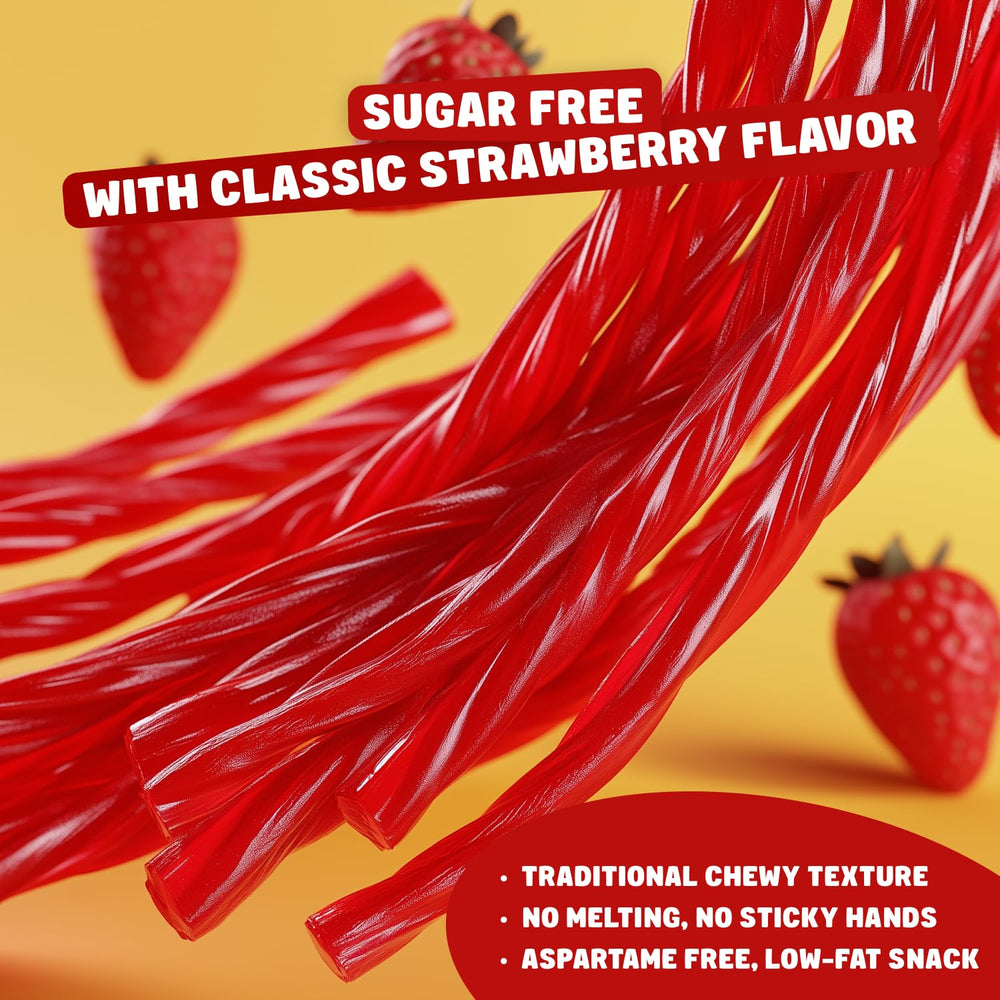Donty-Tonty sugar-free red licorice soft texture, perfect for long-lasting treats.