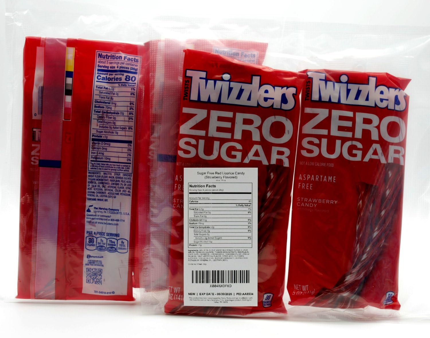 Donty-Tonty sugar-free red licorice strawberry bag, convenient 5 oz portion for on-the-go snacking.