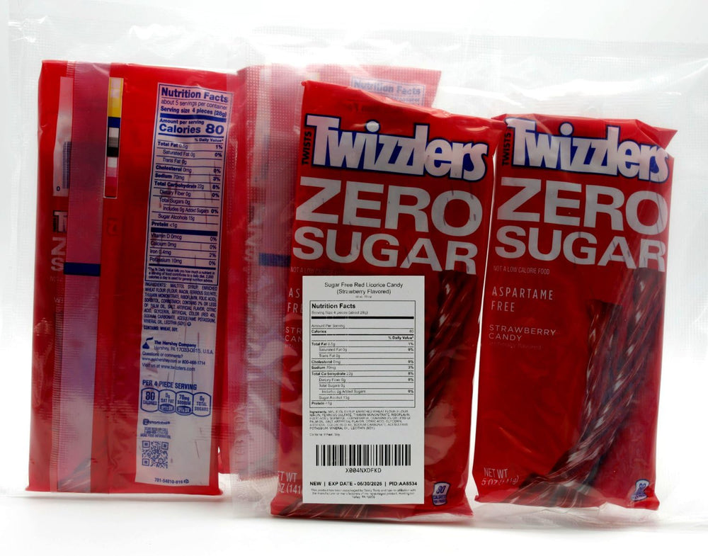 Donty-Tonty sugar-free red licorice strawberry bag, convenient 5 oz portion for on-the-go snacking.