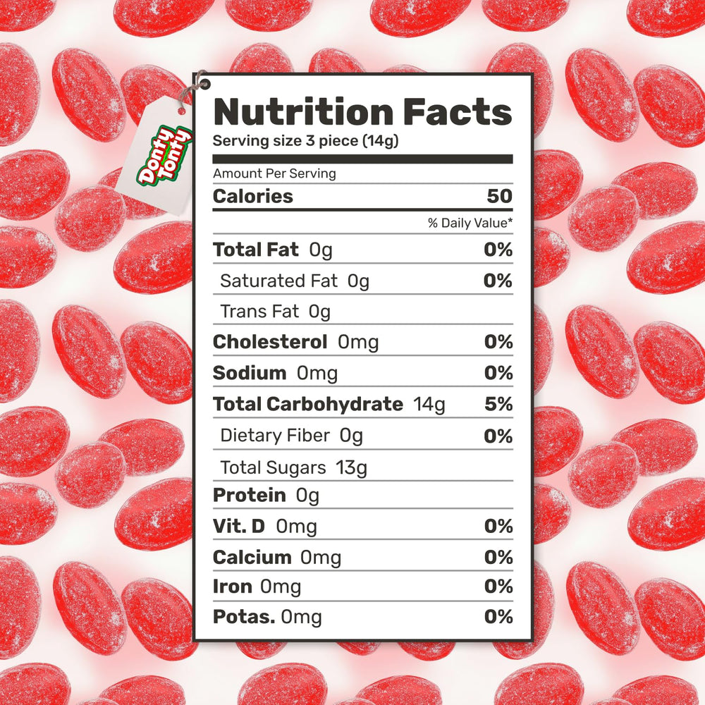 Donty-Tonty wild cherry candy bulk bag shows clear packaging for easy storage.