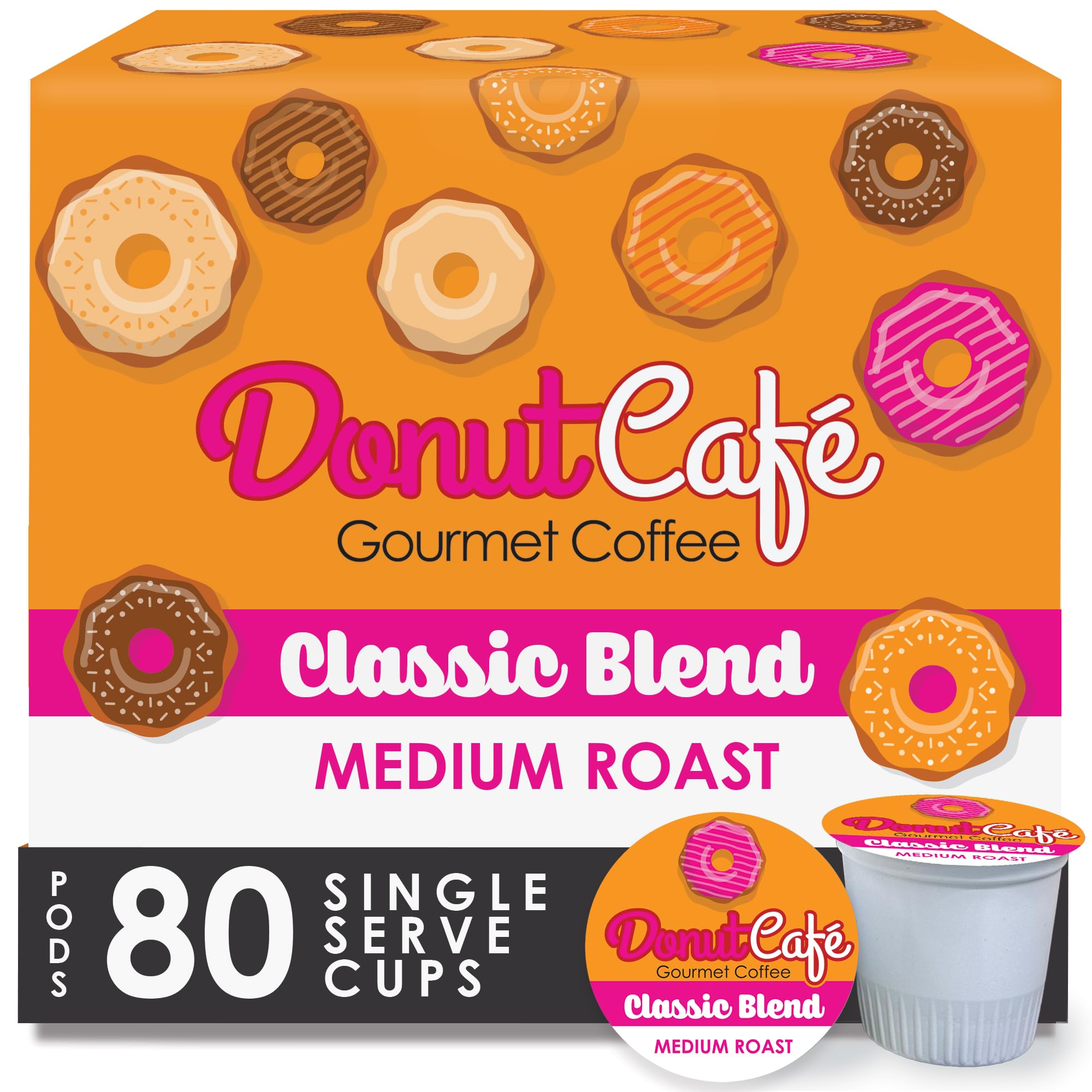 Donut Café Keurig-compatible pod box for quick single-serve brews.