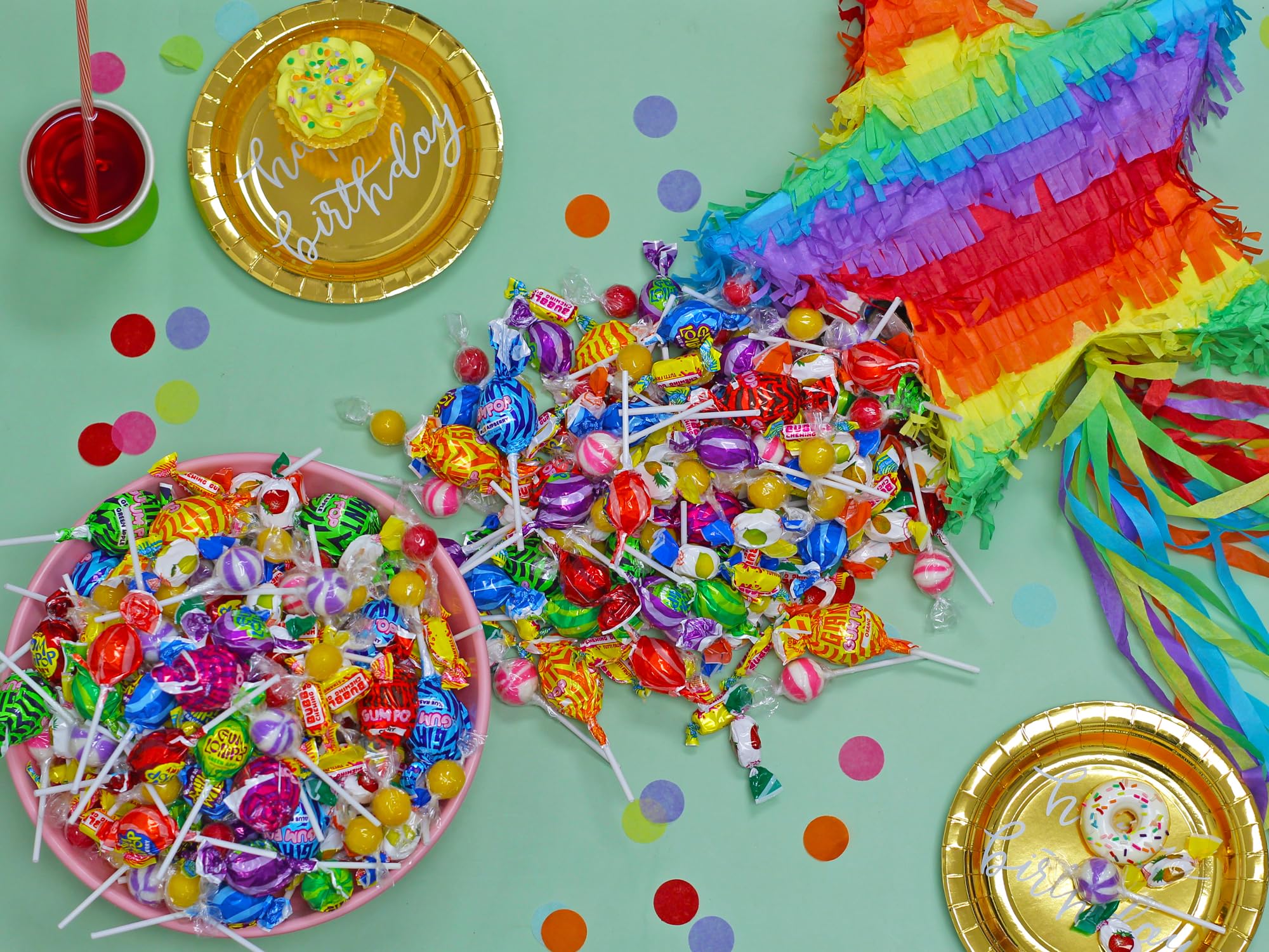 Dooboe Pinata Candy gum-filled lollipops in vibrant colors for celebrations.