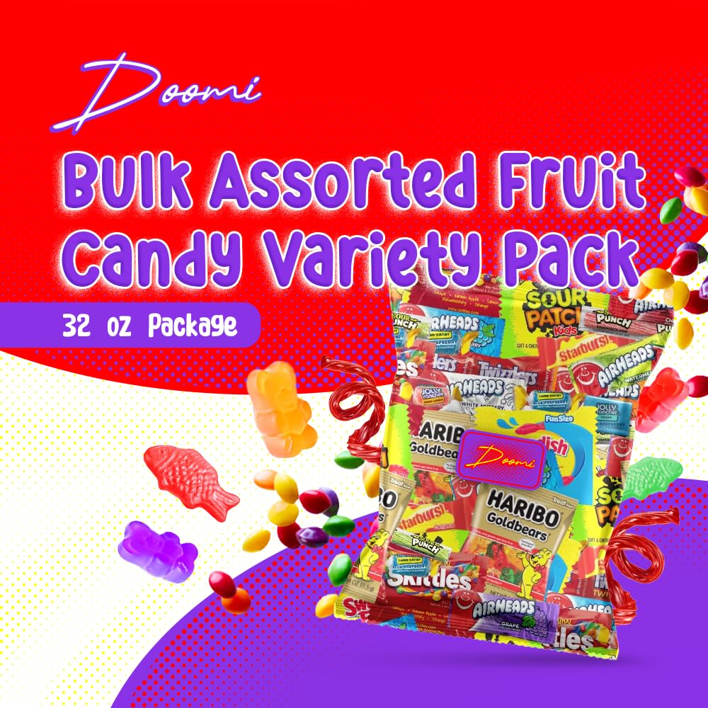 Doomi bulk Skittles candy mix 32oz colorful bite-sized treats.