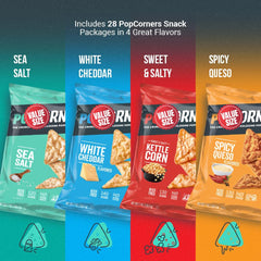 Doomi PopCorners cinnamon crunch 1oz bag adds warm flavor for snack time.