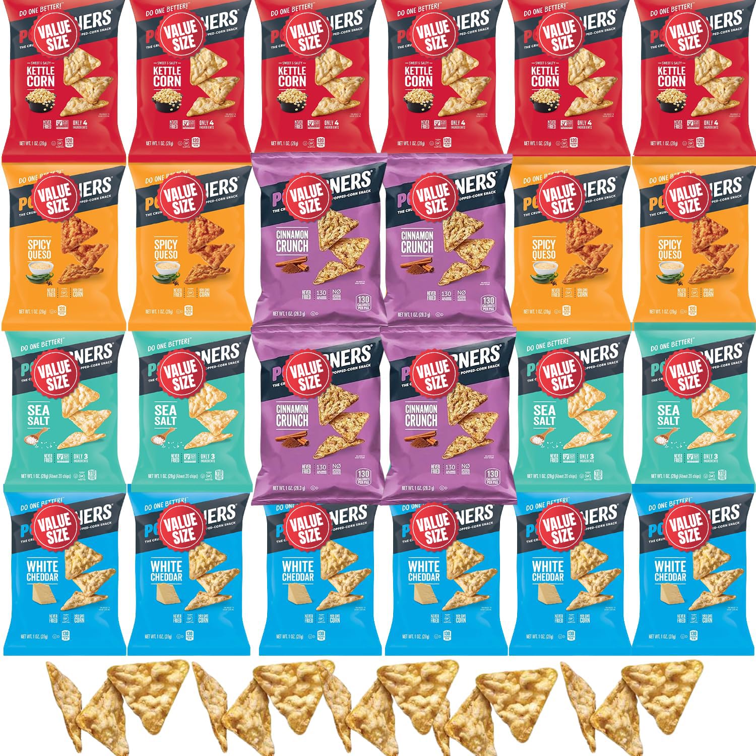 Doomi PopCorners sea salt 1oz bag offers a light, crunchy snack for movie night.