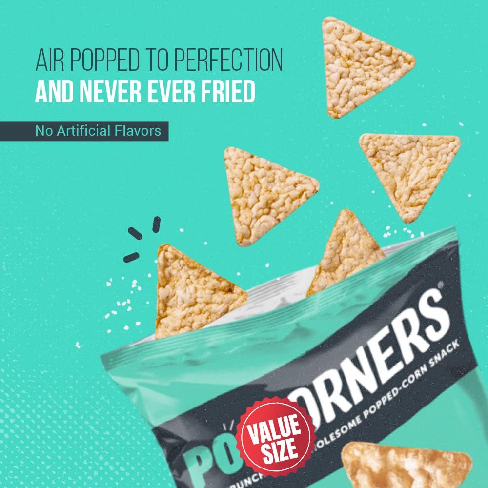 Doomi PopCorners spicy queso 1oz bag adds bold kick to casual gatherings.